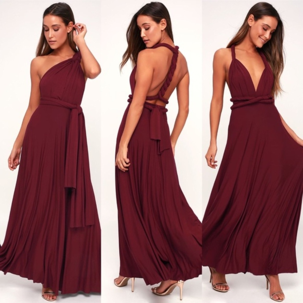 Lulus Tricks of the Trade Burgundy Maxi Dress S